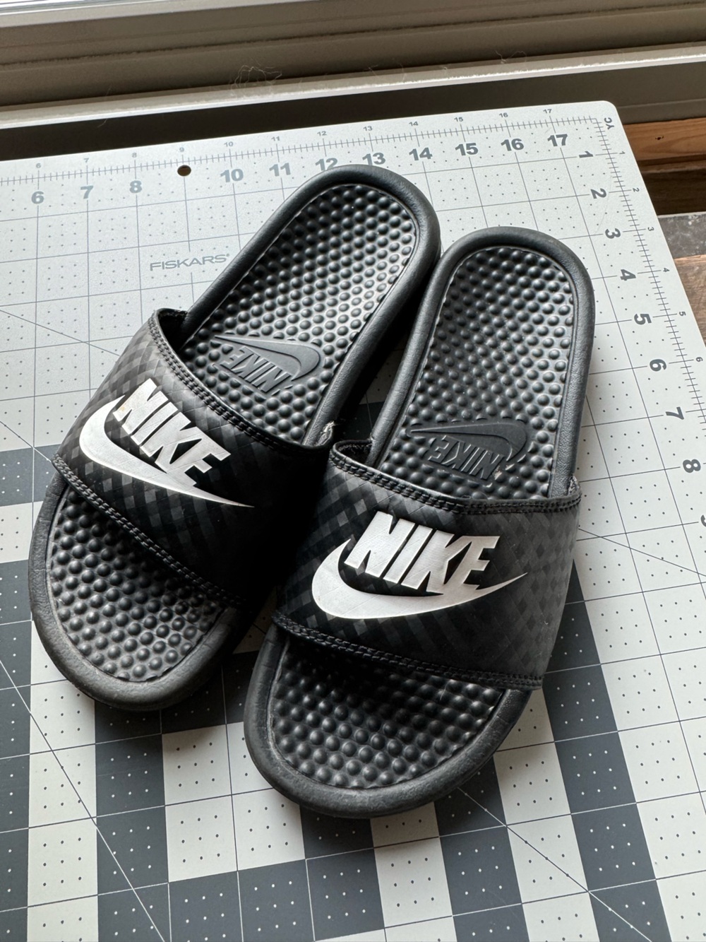 Nike Black Slides with White Logo
